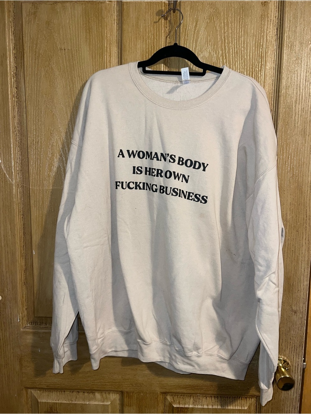 Jerzees Cream Graphic Crewneck Sweatshirt - Black Text